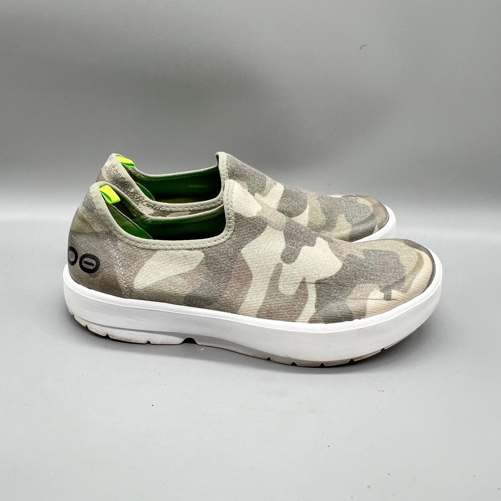 OOFOS Shoes Womens 8.5 Gray Green Camo OOmg Low Recovery Slip On Comfort Walking